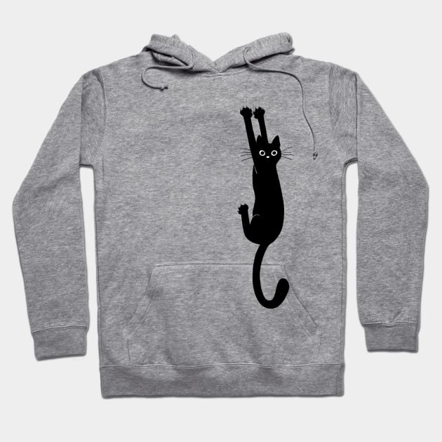 Black Cat Holding On Hoodie by Coffee Squirrel